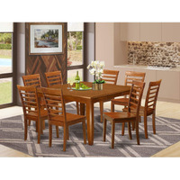 East West Furniture Parfait 9 Piece Set Includes A Square Dining Room Table With Butterfly Leaf And 8 Wooden Seat Chairs  54X54 Inch  Saddle Brown