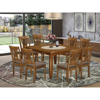 East West Furniture Parfait 9 Piece Set Includes A Square Wooden Table With Butterfly Leaf And 8 Linen Fabric Dining Room Chairs  54X54 Inch  Pfpl9-Sbr-C