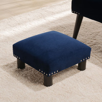 Jules 16"" Square Accent Footstool Ottoman  Navy Blue Velvet