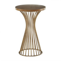 Ink+Ivy Mercer Accent Table - Wire Frame Pedestal Base  Round Top Modern Mid-Century Hour Glass Retro Design  30 High  Bronze