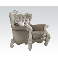 52127 Chair (W/2 Pillows) - Vintage Gray Pu & Bone White