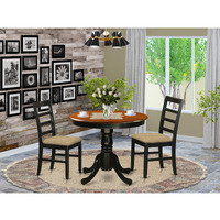 Anpf3-Blk-C Dining Furniture Set - 3 Pcs With 2 Microfiber Chairs In Black And Cherry