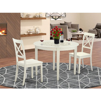 Bost3-Whi-W 3 Pc Dining Room Set For 2-Small Kitchen Table And 2 Kitchen Chairs