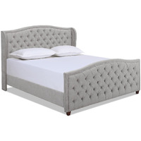 Jennifer Taylor Home Marcella Upholstered Shelter Headboard Bed Set  King  Silver Grey Polyester