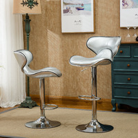 Masaccio Upholstery Airlift Adjustable Swivel Barstool With Chrome Base  Set Of 2  Silver