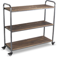 Lysan Tiered Wood Top Metal Frame Cart