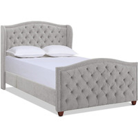 Jennifer Taylor Home Marcella Upholstered Shelter Headboard Bed Set  Queen  Silver Grey Polyester