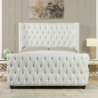 Brooklyn Queen Tufted Panel Bed Headboard And Footboard Set  Antique White Polyester