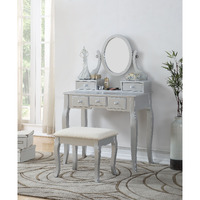 Ashley Wood Make-Up Vanity Table And Stool Set  Silver