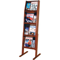 Wooden Mallet Slope 12 Pocket Standing Literature Display  4Hx3W  Mahogany