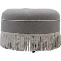 Jennifer Taylor Home Yolanda Upholstered Round Accent Ottoman  Light Gray Polyester With Ivory Trim