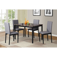 5 Piece Citico Metal Dinette Set With Laminated Faux Marble Top  Gray