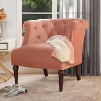 Katherine Tufted Accent Chair  Peach Orange Velvet