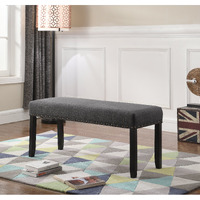 Roundhill Furniture Biony Fabric Dining Bench With Nailhead Trim  Grey