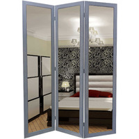 1 X 50 X 69 Gray Glass & Wood Mirror  Screen