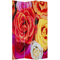 1 X 48 X 72 Multi Color Wood Canvas Daisy And Rose  Screen