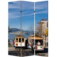 1"" X 48"" X 72"" Multi Color Wood Canvas San Francisco  Screen