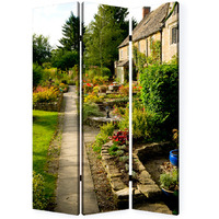 1"" X 48"" X 72"" Multi Color Wood Canvas English Garden  Screen