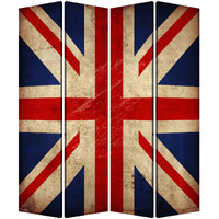 1 X 84 X 84 Multi Color Wood Canvas Union Jack  Screen