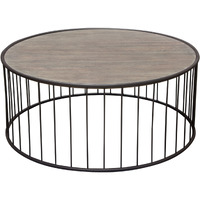 Gibson 38"" Round Cocktail Table With Grey Oak Finished Top And Metal Base By Diamond Sofa