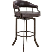 Edy Swivel 26"" Auburn Bay And Brown Faux Leather Bar Stool