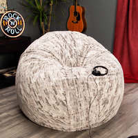 Jaxx 6 Foot Cocoon - Large Bean Bag Chair For Adults  Premium Luxe Faux Fur - Silver Fox