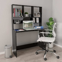 Vidaxl Desk With Shelves High Gloss Black 43.3"" X 17.7"" X 61.8"" Engineered Wood