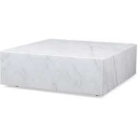 Whiteline Imports Cube Square Coffee Table In High Gloss Black Or White Marble With Casters