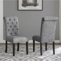 Leviton Solid Wood Tufted Asons Dining Chair  Set Of 2  Grey