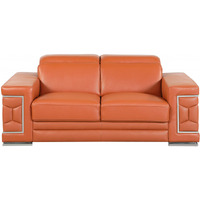 71"" Sturdy Camel Leather Loveseat