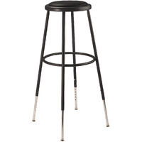 National Public Seating Nps 6400 Series 32-39 Vinyl Padded Steel Metal Heavy Duty Stool In Black