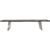 Titan Solid Acacia Wood Accent Bench In Espresso Finish W/ Silver Metal Inlay & Base By Diamond Sofa