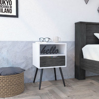 Allie Nightstand  Superior Top  Open Shelf  One Drawer