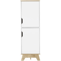 Depot E-Shop Dahoon Single Kitchen Pantry-Two-Doors Cabinets  Four Shelves  Wooden Base-White/Light Oak  For Kitchen