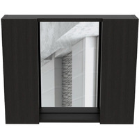 Depot E-Shop Garnet Medicine Cabinet  Mirror  One External Shelf  Two-Door Cabinet-Black  For Bathroom