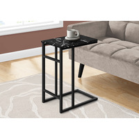 Accent Table  C-Shaped  End  Side  Snack  Living Room  Bedroom  Metal  Laminate  Black Marble Look  Contemporary  Modern