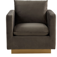 Leisuremod Nervo Velvet Accent Armchair With Gold Frame