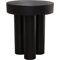 Rune 16"" Round End/Accent Table W/ Solid Acacia Wood Top & Iron Leg Base In Black Finish By Diamond Sofa