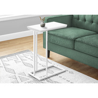 Accent Table  C-Shaped  End  Side  Snack  Living Room  Bedroom  Metal  Laminate  White  Contemporary  Modern