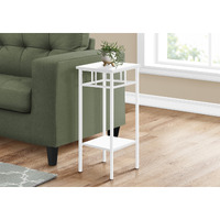 Accent Table  Side  End  Plant Stand  Square  Living Room  Bedroom  Metal  Laminate  White  Contemporary  Modern