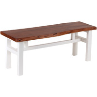 Amerihome Acacia Live Edge 46 Inch Bench - White