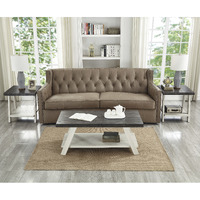 Athens Contemporary 3-Piece Wood Shelf Coffee Table Set In Weathered Charcoal And Beige