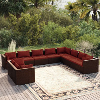 Vidaxl 10 Piece Patio Lounge Set With Cushions Brown Poly Rattan