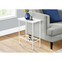 Accent Table  Side  End  Narrow  Small  2 Tier  Living Room  Bedroom  Metal  Laminate  White  Contemporary  Modern