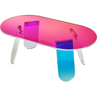 Vevor Acrylic Coffee Table  Iridescent Acrylic End Table  Colorful Acrylic Side Table 37.4 In (L) X 19.7 In (W) X 13.8In (H) For Coffee  Drink  Food  Snack Used In Living Room  Courtyard  Terrace