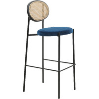 Leisuremod Euston Modern Wicker Bar Stool With Black Steel Frame