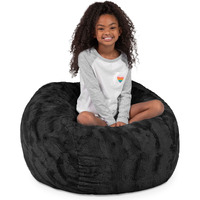 Jaxx Saxx 3 Foot Bean Bag Chair - Faux Fur - Fun Colors  Black