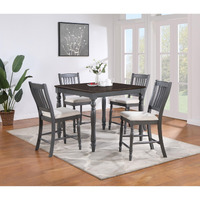 Wiley 5-Piece Square Spindle Legs Counter Height Dining Set Beige And Grey