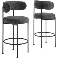 Albie Boucle Fabric Bar Stools - Set Of 2