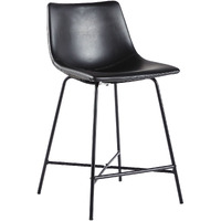 Modern Upholstered Counter Stool With Metal X Base  Set Of 2  Black